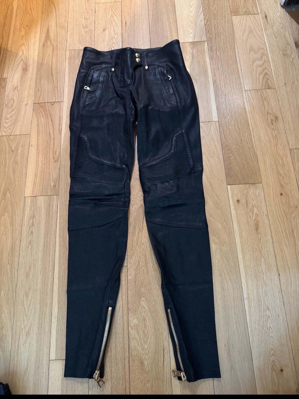 Balmain x H&M Women’s Black Moto Skinny Jeans with Zip Ankles